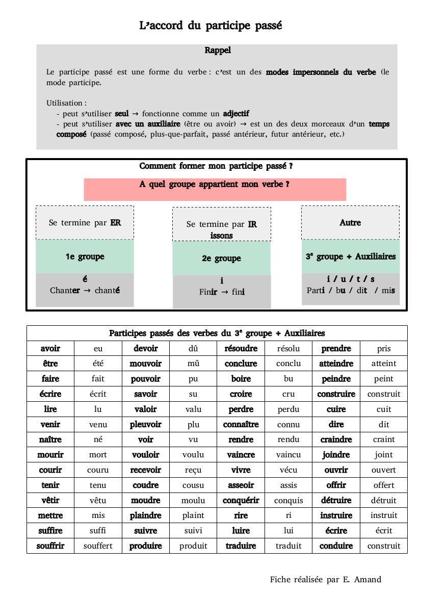 Accord du participe passé - Niveau 1 - Page 1